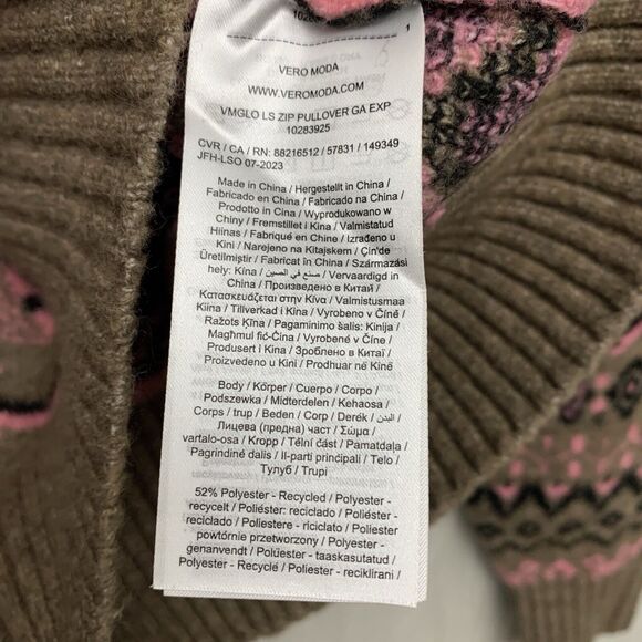 Vero Moda Brown Pink Zip Pullover Zip Sweater Small NWT - Picture 7 of 9